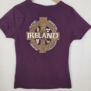 Traditional Craft Ireland T-Shirt XL Purple Celtic Cross 4 Provinces Slim Fit